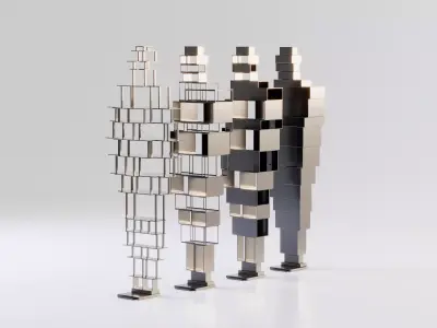 Abstract Human Figure Sculpture Low-poly 3D model