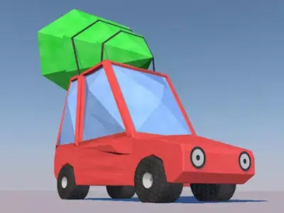 Origami Lowpoly Cartoon Car Low-poly 3D model