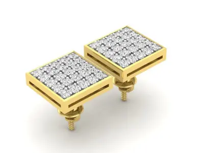 AV 493 Diamond Square Men Hip Hop Iced Stud Earrings 3D print model
