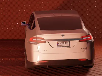 Tesla Model X electric car Low-poly 3D model