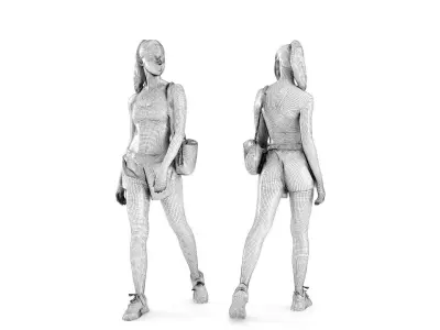 Sporty woman walking 31 Low-poly 3D model