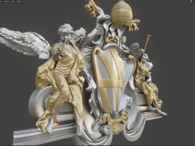 Pediment of Travi fountain 3D model