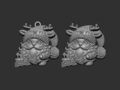 christmas sanda play with train decor  3D print model