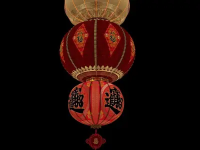 Chinese Red Lantern 3D model 32
