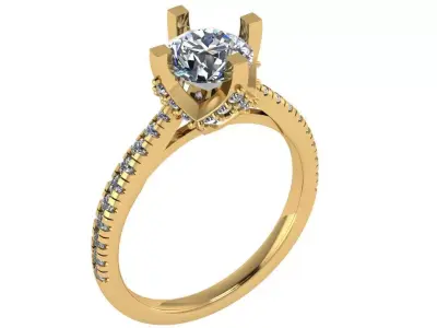 tulip head solitaire with pave on shank cathedral  3D print model