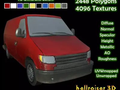 Panel Van - Clean and Dirty 10 Colors - PBR - Textured Low-poly 3D model
