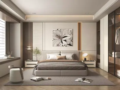 Modern Bedroom Scene 38 3D model