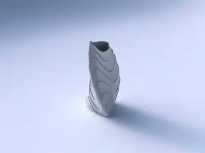 Vase twist curved tipping triangle 2 with horizontal wavy layers 3D print model