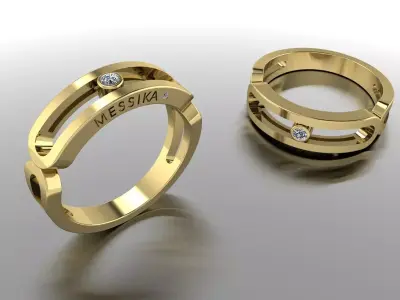Messika Ring Gold 3D print model 2