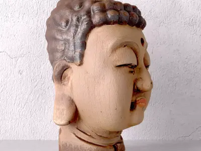 Antique Wood Buddha Head 3D model