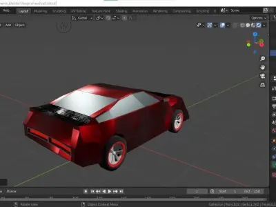 Four Low poly cars Low-poly 3D model