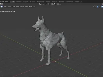 Dog  base mash  Low-poly 3D model