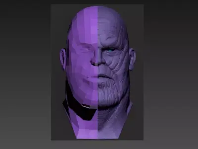 Low poly Thanos Head Model Free 3D model
