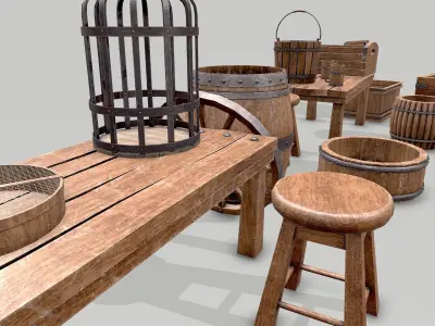 Low Poly Game-Ready PBR Medieval Assets 3D model