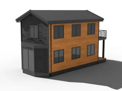 Prefab Steel House Low-poly 3D model