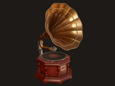 Vintage Gramophone - PBR Game Ready Low-poly 3D model
