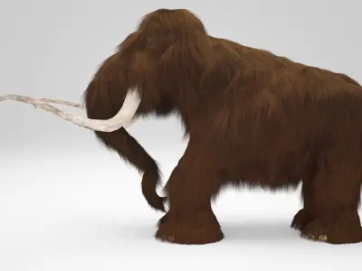 Mammoth woolly with long tusks 3D model
