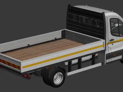 Generic Cargo VAN Dropside with driver Low-poly 3D model