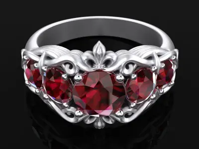 Ring with patterns nd Lilies 3D print model