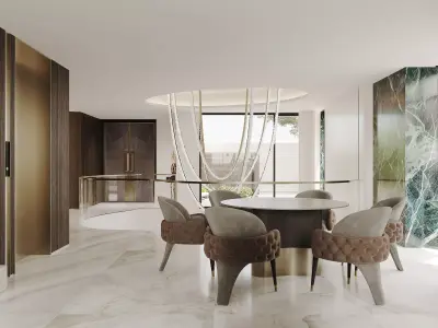 Luxury villa interior scene 3D model