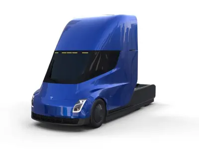 Tesla Truck with Chassis Blue 3D model