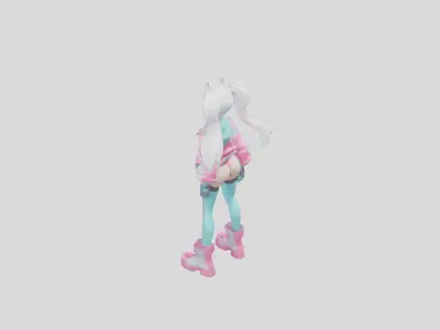 Scifi girl character Low-poly 3D model