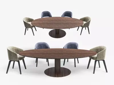 dining Modern chair combination table 3D model