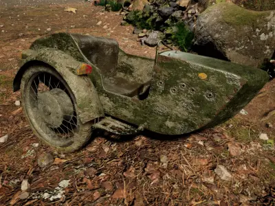 Post apocalypse motorcycle Low-poly 3D model