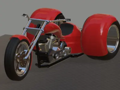 Harley Turbo Drag Trike- High Poly 3D model
