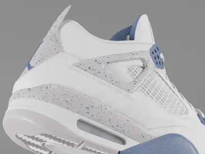 Jordan 4 Retro Midnight Navy Low-poly 3D model