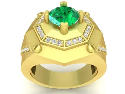 Luxury Geometric Gemstone Ring for Men  3413 3D print model