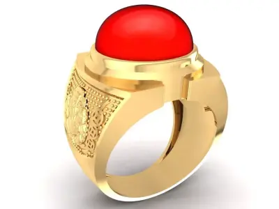 Luxury Red Gem Dragon Men Ring  2142 3D print model
