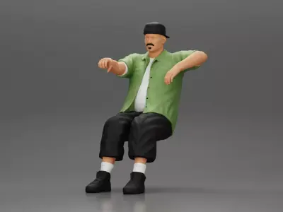 gangster in cap backwards with arm on window driving the car 3D print model