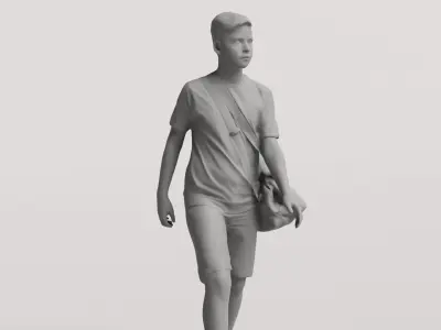 Humano Young boy with a sports bag 0909 3D model