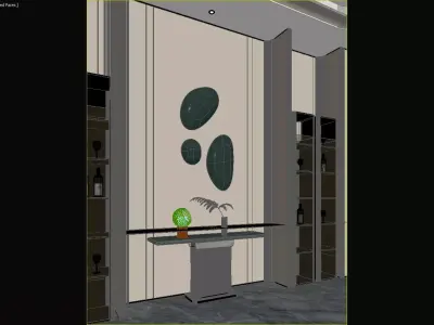 Luxury Foyer with Irregular Mirrors and Marble Console Table 3D model