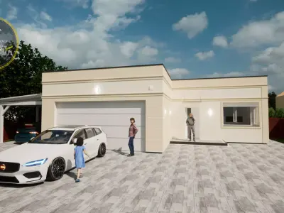 modern one story house model 3D model