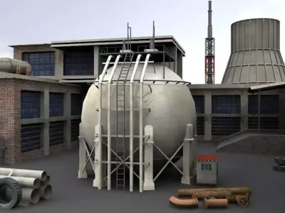 Industrial Buildings 4 Low-poly 3D model