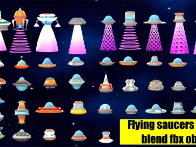 Flying Saucers Low Poly Pack Low-poly 3D model
