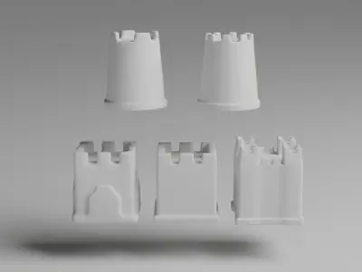 Sand castles Low-poly 3D model