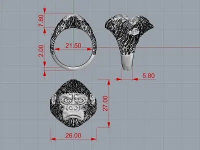 Gorilla Ring 3D print model