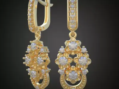 Earring 3D model 3D printable model 0106-11 Free 3D print model