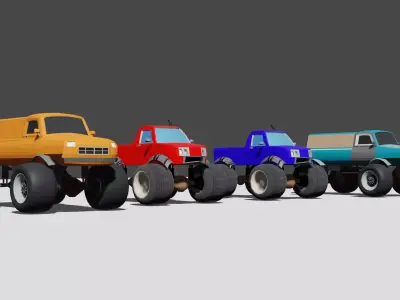 Stylish Monster Truck Pack Low-poly 3D model