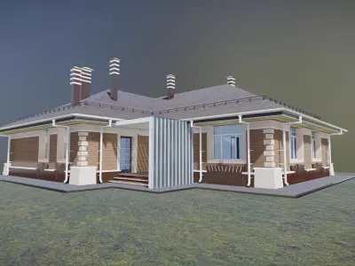 P0038  Residential one floor cottage 3D model