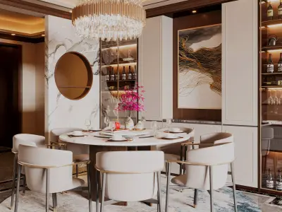 Modern Chinese family restaurant 3D model