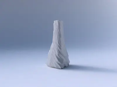 Vase grounded triangle with fine twisted organic cells 3D print model