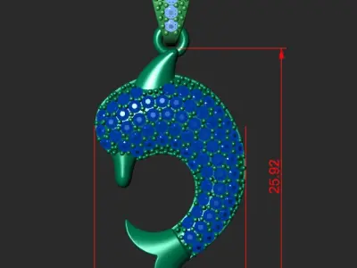 DOLPHIN PENDANT INLAID WITH STONES Printable Model 3D print model