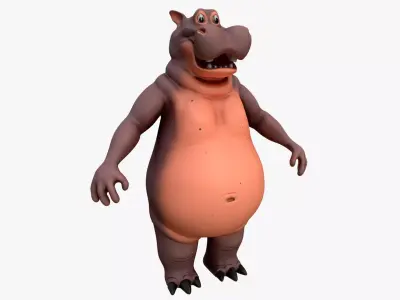 Cartoon Hippo Low-poly 3D model get