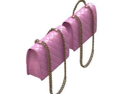 Vintage Flap Bag Aged Calfskin Pink Low-poly 3D model