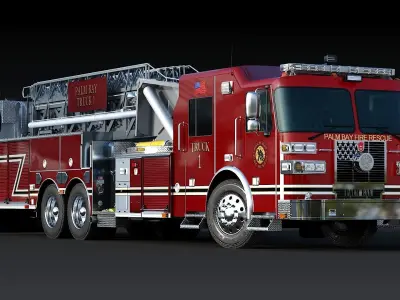 Fire Truck Aerial Platform Palm Bay Low-poly 3D model