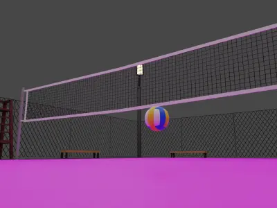 Low Poly Volleyball Scene Low-poly 3D model